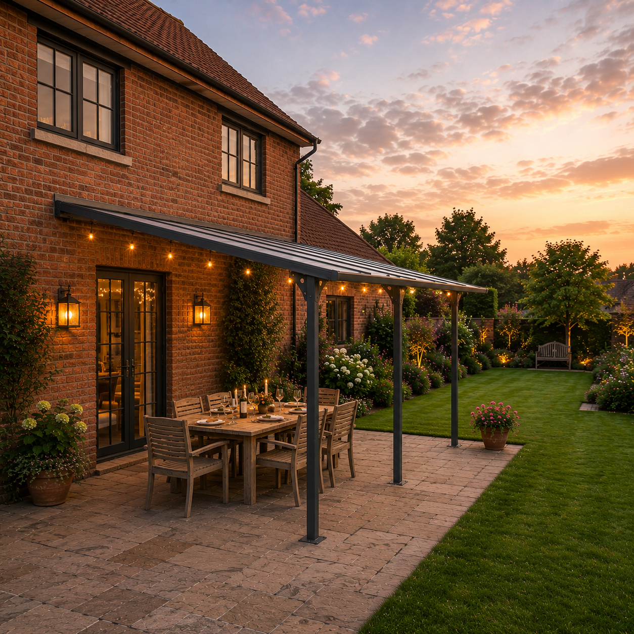 Outdoor Havens Solid Roof Wall Mounted Pergola | 3 x 4.35m