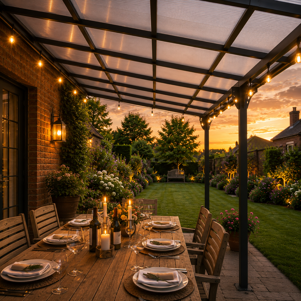 Outdoor Havens Solid Roof Wall Mounted Pergola | 3 x 4.35m