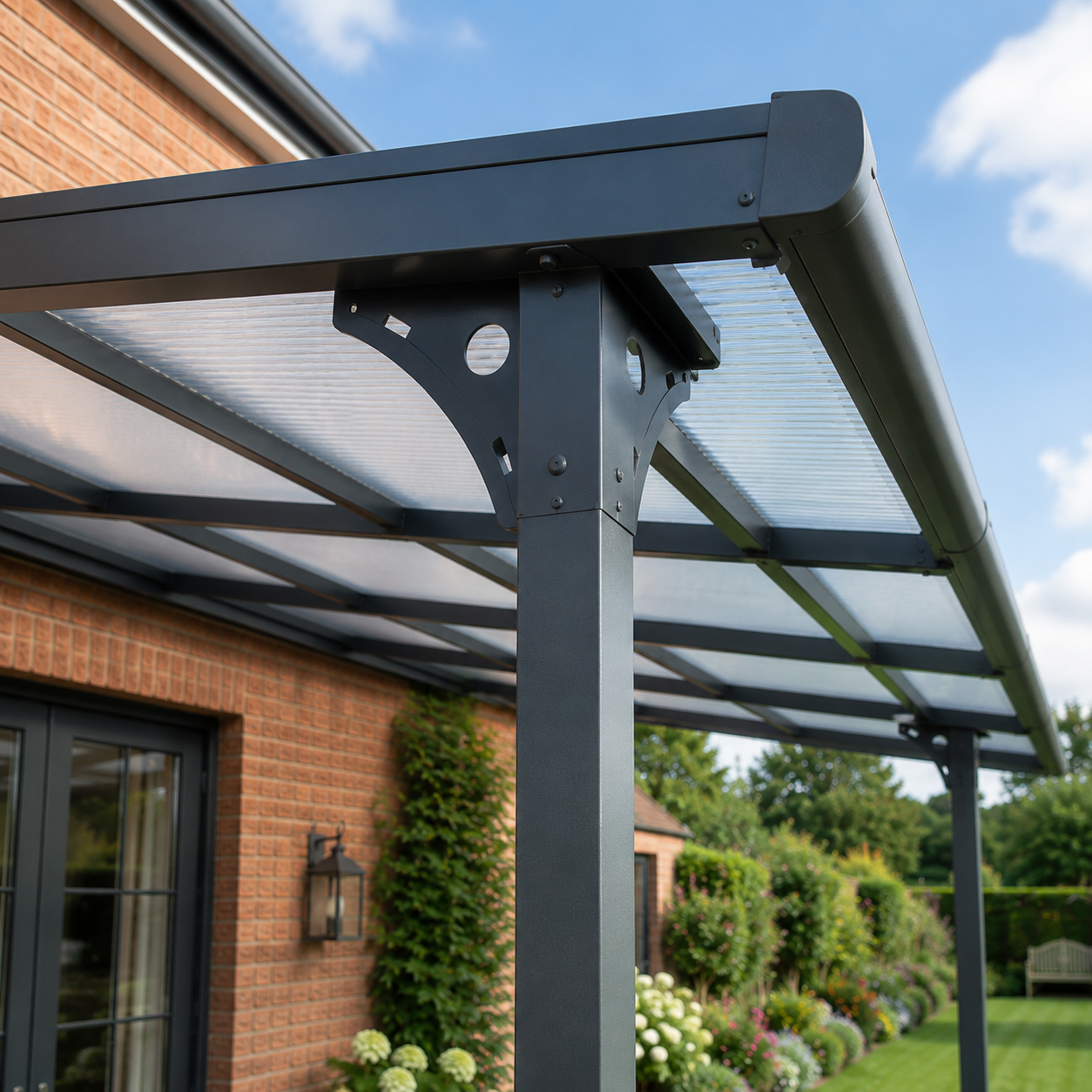 Outdoor Havens Solid Roof Wall Mounted Pergola | 3 x 4.35m