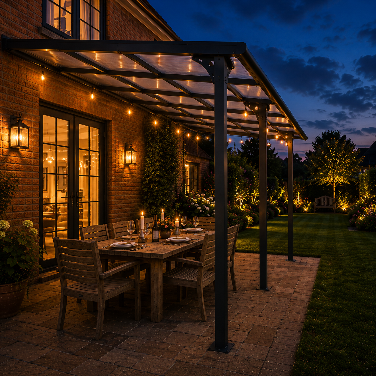 Outdoor Havens Solid Roof Wall Mounted Pergola | 3 x 4.35m